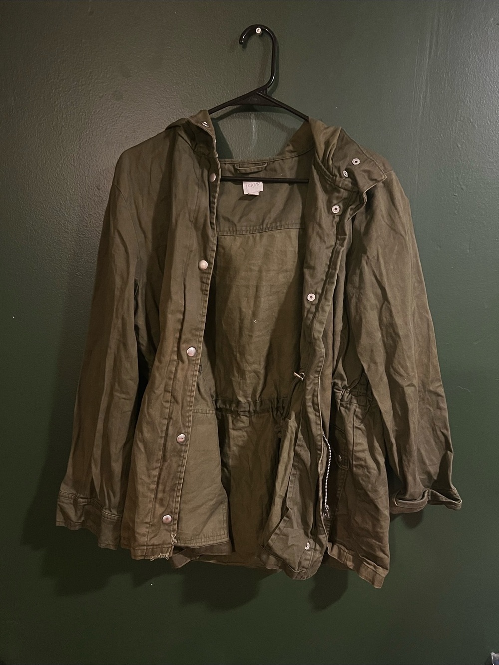 J. Crew Olive Hooded Utility Jacket for Women